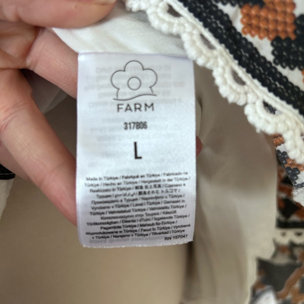 Farm Rio Flower Fan Tapestry Off-White Mini Dress Women’s Size Large - Picture 15 of 15